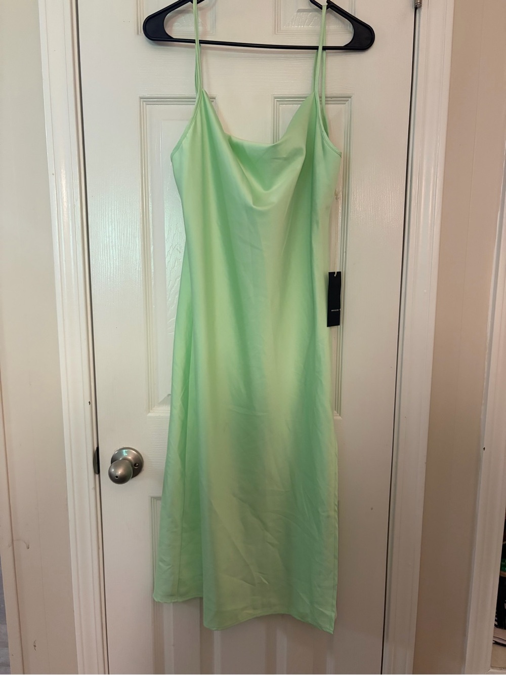 Light Mint Slip Midi Dress with Cowl Neck